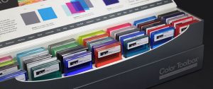 colored laminated glass glaspro surface products banner color toolbox GlasPro colored laminated glass samples in a color toolbox