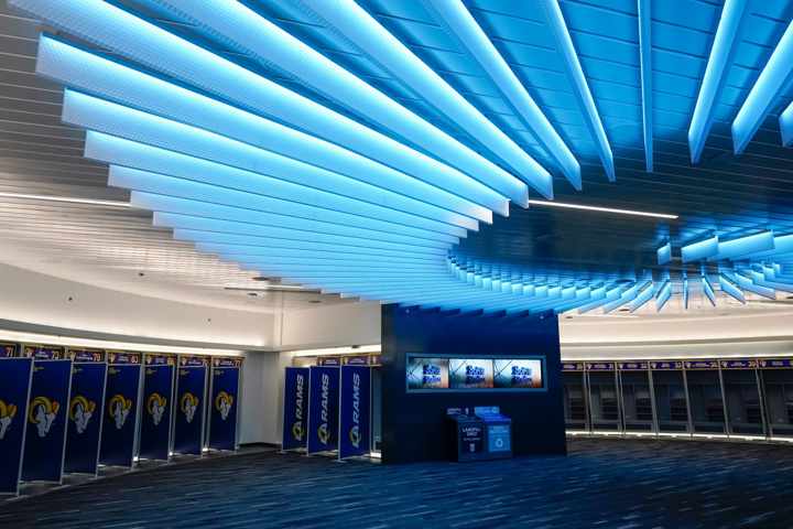 Backlit translucent acoustic ceiling blades