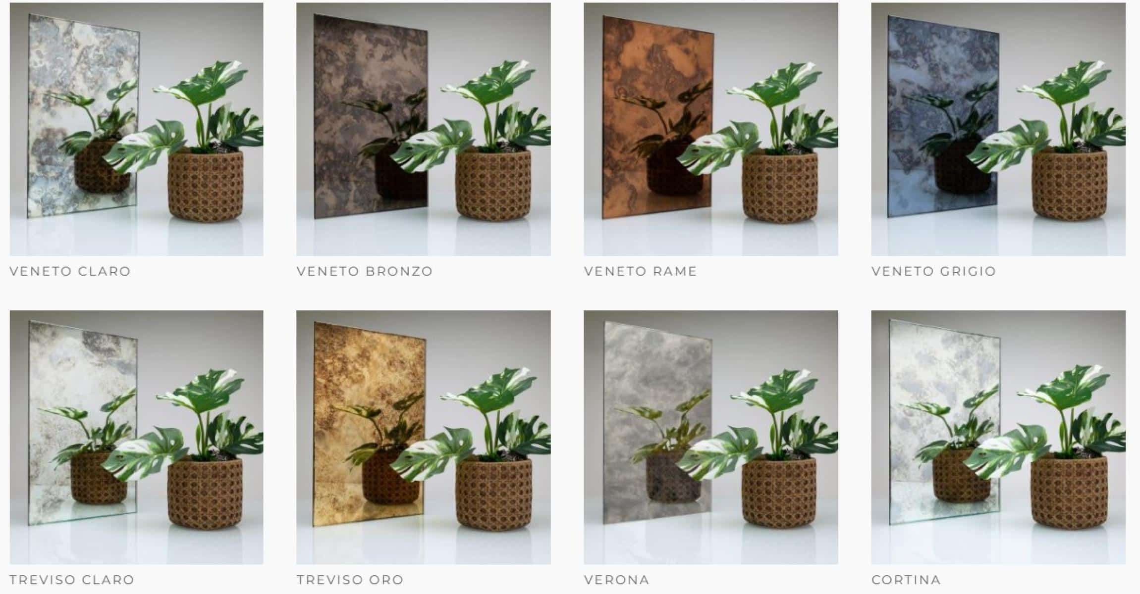 Surface Products antique mirror finishes: Veneto, Treviso, Verona and Cortina