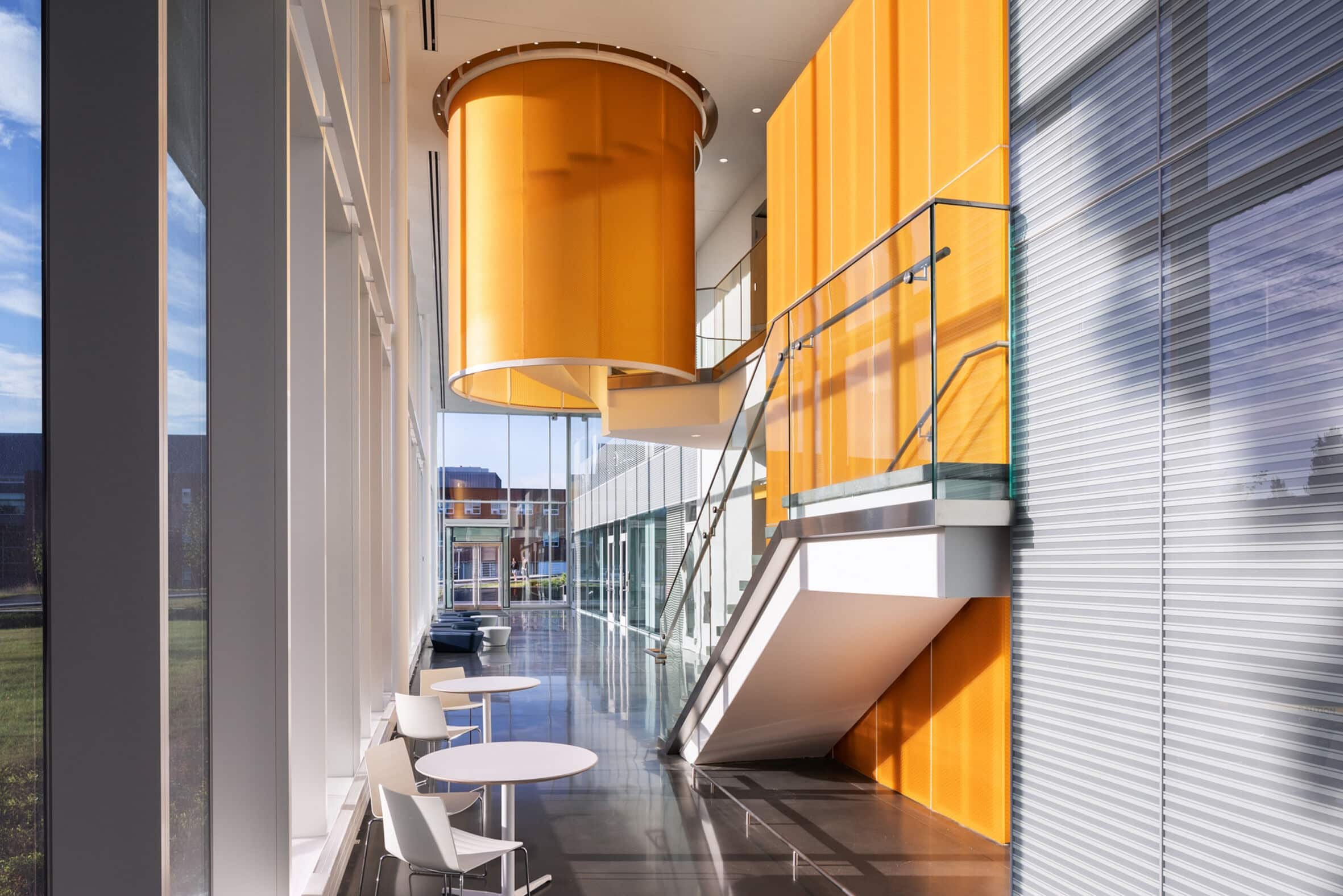 Translucent honeycomb panels used in an architectural renovation
