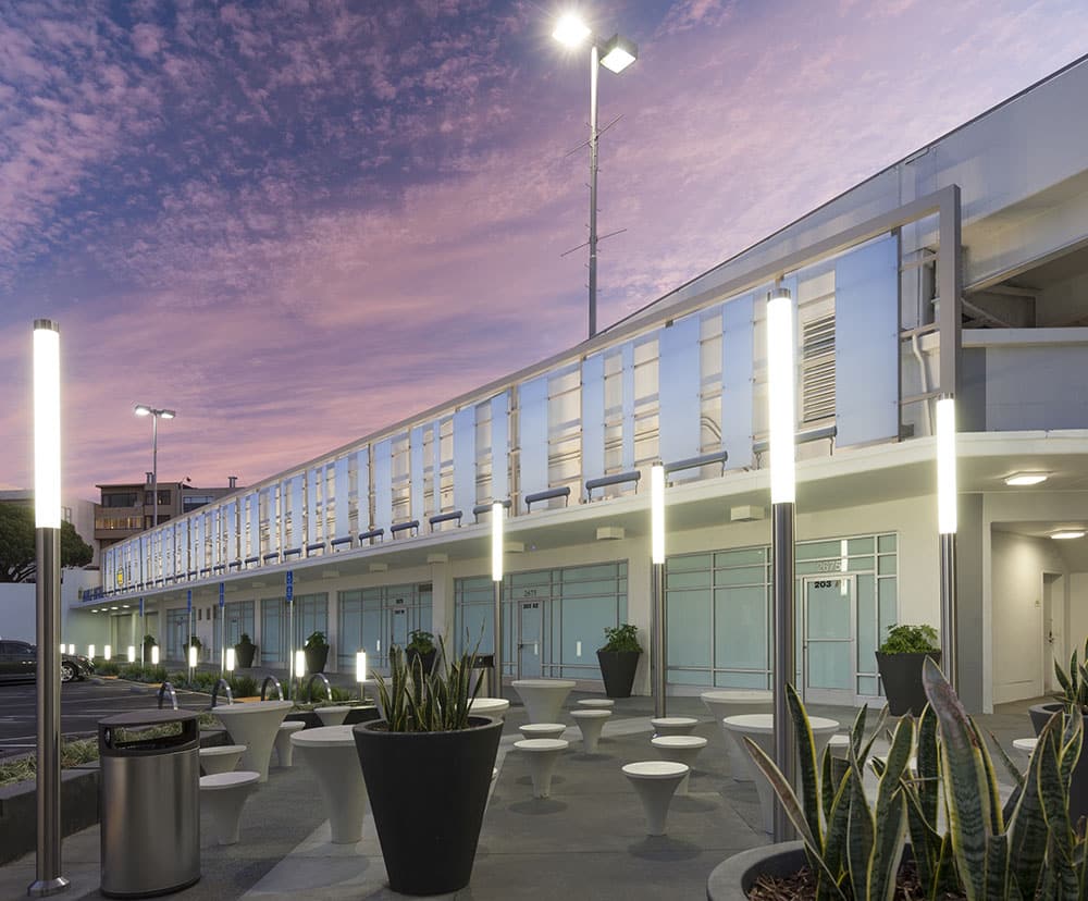 clear-PEP ECO translucent architectural panels on a contemporary commercial facade